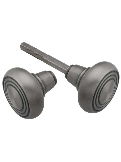 Pair of Streamline Deco Door Knobs in Antique Pewter.
